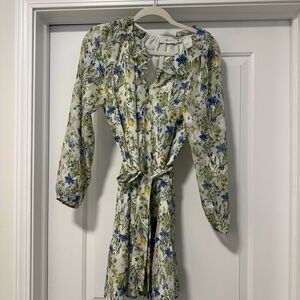 Greylin Floral Long Sleeve Dress - Blue and Yellow
